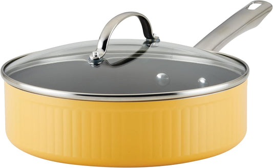 Style Nonstick Cookware Saute Pan with Lid, Dishwasher Safe, 3 Quart - Yellow