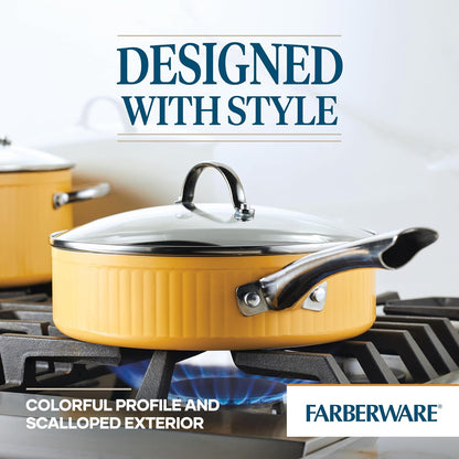Style Nonstick Cookware Saute Pan with Lid, Dishwasher Safe, 3 Quart - Yellow