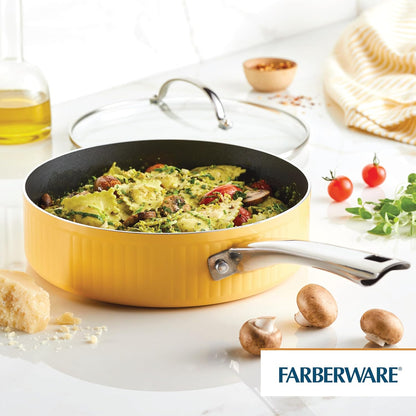 Style Nonstick Cookware Saute Pan with Lid, Dishwasher Safe, 3 Quart - Yellow