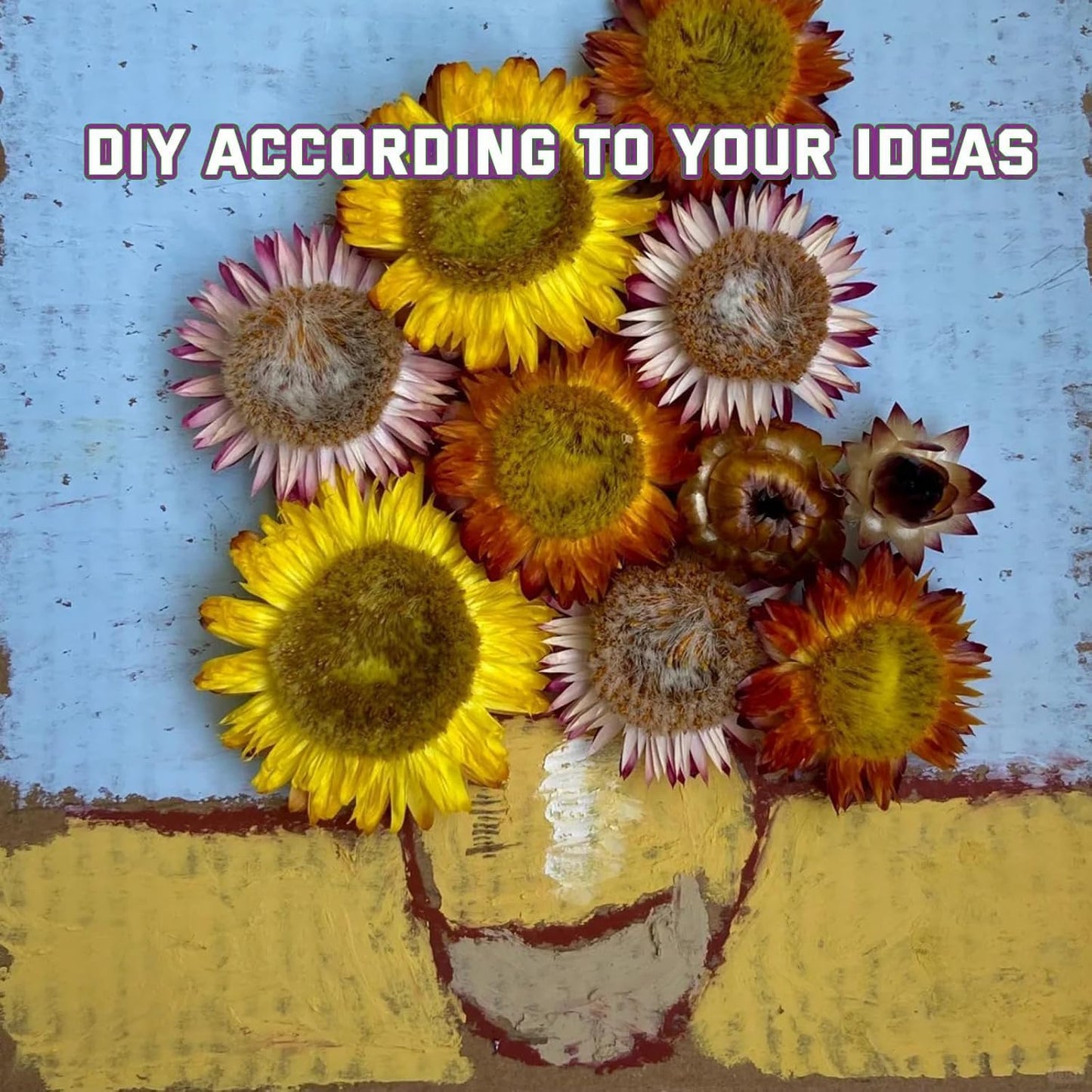 Natural Dried Flowers for Crafts, 45-60 Pcs Mixed Daisies & Sunflower Heads, Chrysanthemum Petals for Candle Making, Wreaths, Wedding Decor, DIY Crafts