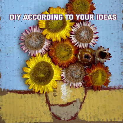 Natural Dried Flowers for Crafts, 45-60 Pcs Mixed Daisies & Sunflower Heads, Chrysanthemum Petals for Candle Making, Wreaths, Wedding Decor, DIY Crafts