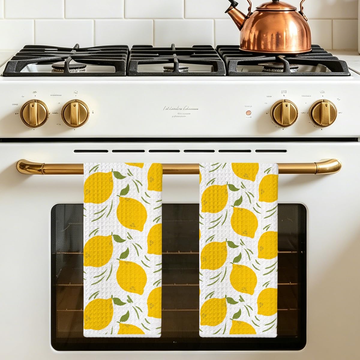 2Pcs Lemon Kitchen Towels 24x14 Inch, Lemon Seamless Pattern Hand Towels for Kitchen Home Farmhouse Decor, Absorbent Microfiber Dish Cloth Tea Towel, Housewarming Gifts for Women