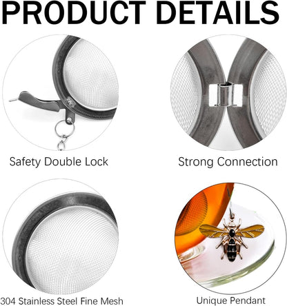 Handmade Tea Ball for Loose Leaf Tea, 2 Pack Strainers & Diffusers with Adorable Yellow Bees Charm - Bee-Shaped Tea Steeper Gifts for Tea Lovers