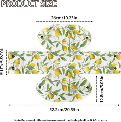 Fresh Lemon Leaf PU Leather Tissue Box Cover with Metal Closure Waterproof Scratch-Proof Square Tissue Box Holder for Kitchen Bathroom
