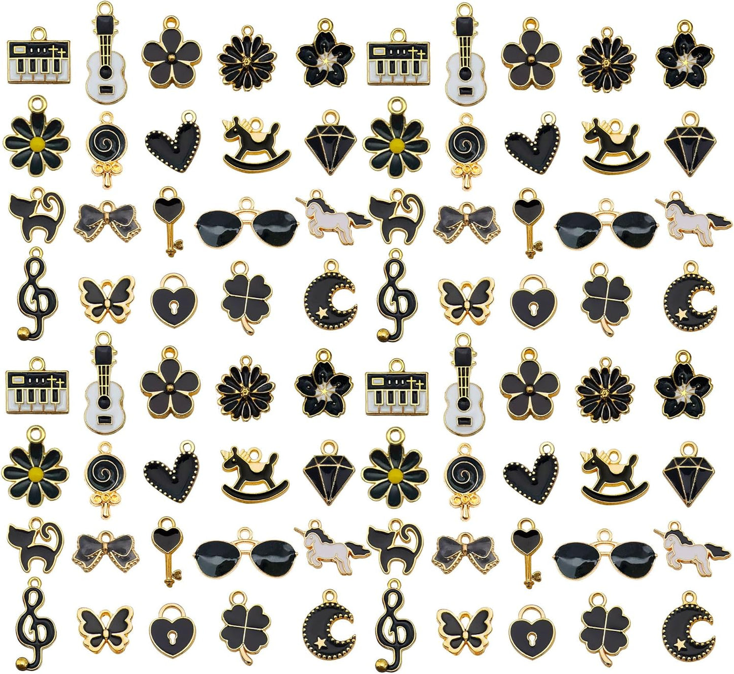 40pcs 20 pairs Assorted Enamel Bracelet Charms for Jewelry Making DIY Necklace Bracelet Earrings Keychain Crafting Charms Kit Crafts (Yellow-SN990)