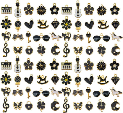 40pcs 20 pairs Assorted Enamel Bracelet Charms for Jewelry Making DIY Necklace Bracelet Earrings Keychain Crafting Charms Kit Crafts (Yellow-SN990)