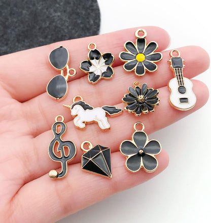 40pcs 20 pairs Assorted Enamel Bracelet Charms for Jewelry Making DIY Necklace Bracelet Earrings Keychain Crafting Charms Kit Crafts (Yellow-SN990)