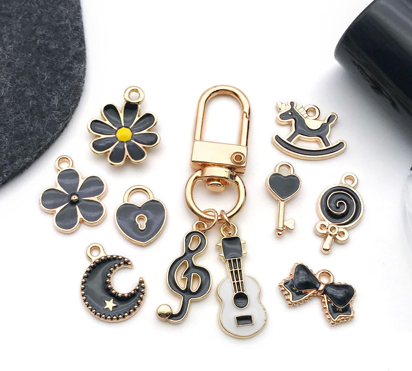 40pcs 20 pairs Assorted Enamel Bracelet Charms for Jewelry Making DIY Necklace Bracelet Earrings Keychain Crafting Charms Kit Crafts (Yellow-SN990)