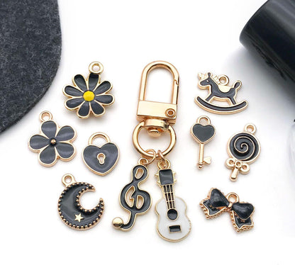 40pcs 20 pairs Assorted Enamel Bracelet Charms for Jewelry Making DIY Necklace Bracelet Earrings Keychain Crafting Charms Kit Crafts (Yellow-SN990)