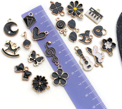 40pcs 20 pairs Assorted Enamel Bracelet Charms for Jewelry Making DIY Necklace Bracelet Earrings Keychain Crafting Charms Kit Crafts (Yellow-SN990)