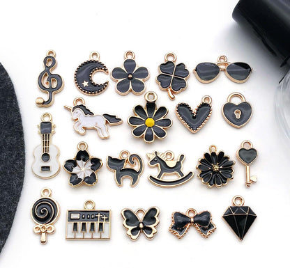 40pcs 20 pairs Assorted Enamel Bracelet Charms for Jewelry Making DIY Necklace Bracelet Earrings Keychain Crafting Charms Kit Crafts (Yellow-SN990)