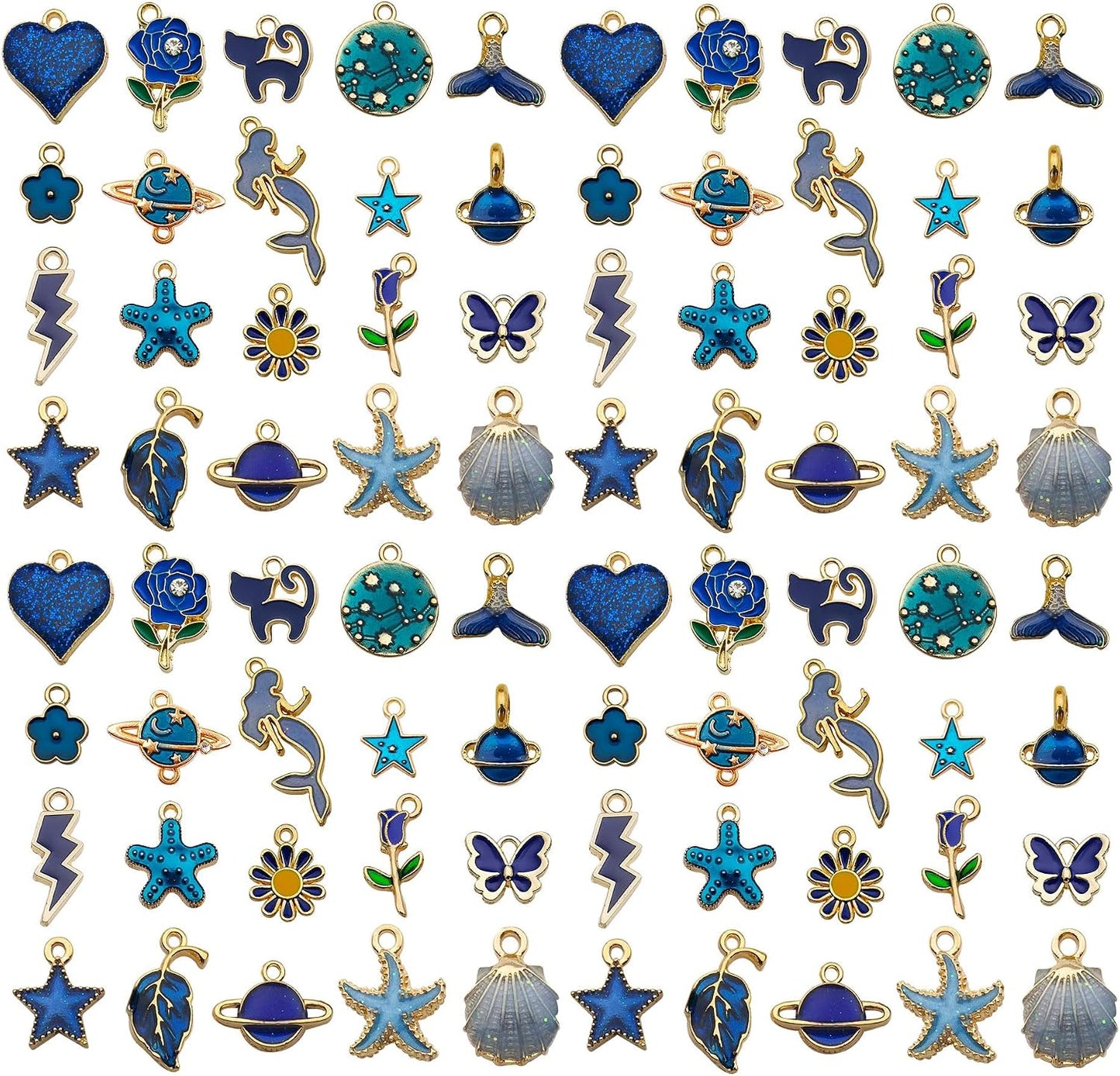 40pcs 20 pairs Assorted Enamel Bracelet Charms for Jewelry Making DIY Necklace Bracelet Earrings Keychain Crafting Charms Kit Crafts (Yellow-SN990)