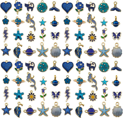 40pcs 20 pairs Assorted Enamel Bracelet Charms for Jewelry Making DIY Necklace Bracelet Earrings Keychain Crafting Charms Kit Crafts (Yellow-SN990)