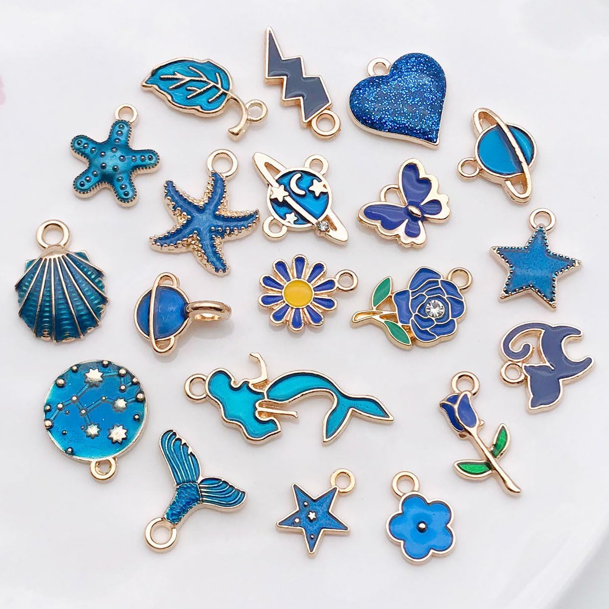 40pcs 20 pairs Assorted Enamel Bracelet Charms for Jewelry Making DIY Necklace Bracelet Earrings Keychain Crafting Charms Kit Crafts (Yellow-SN990)
