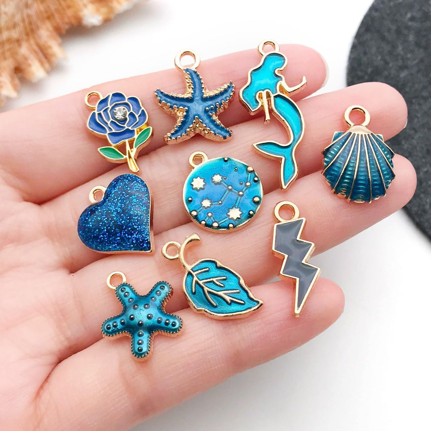 40pcs 20 pairs Assorted Enamel Bracelet Charms for Jewelry Making DIY Necklace Bracelet Earrings Keychain Crafting Charms Kit Crafts (Yellow-SN990)