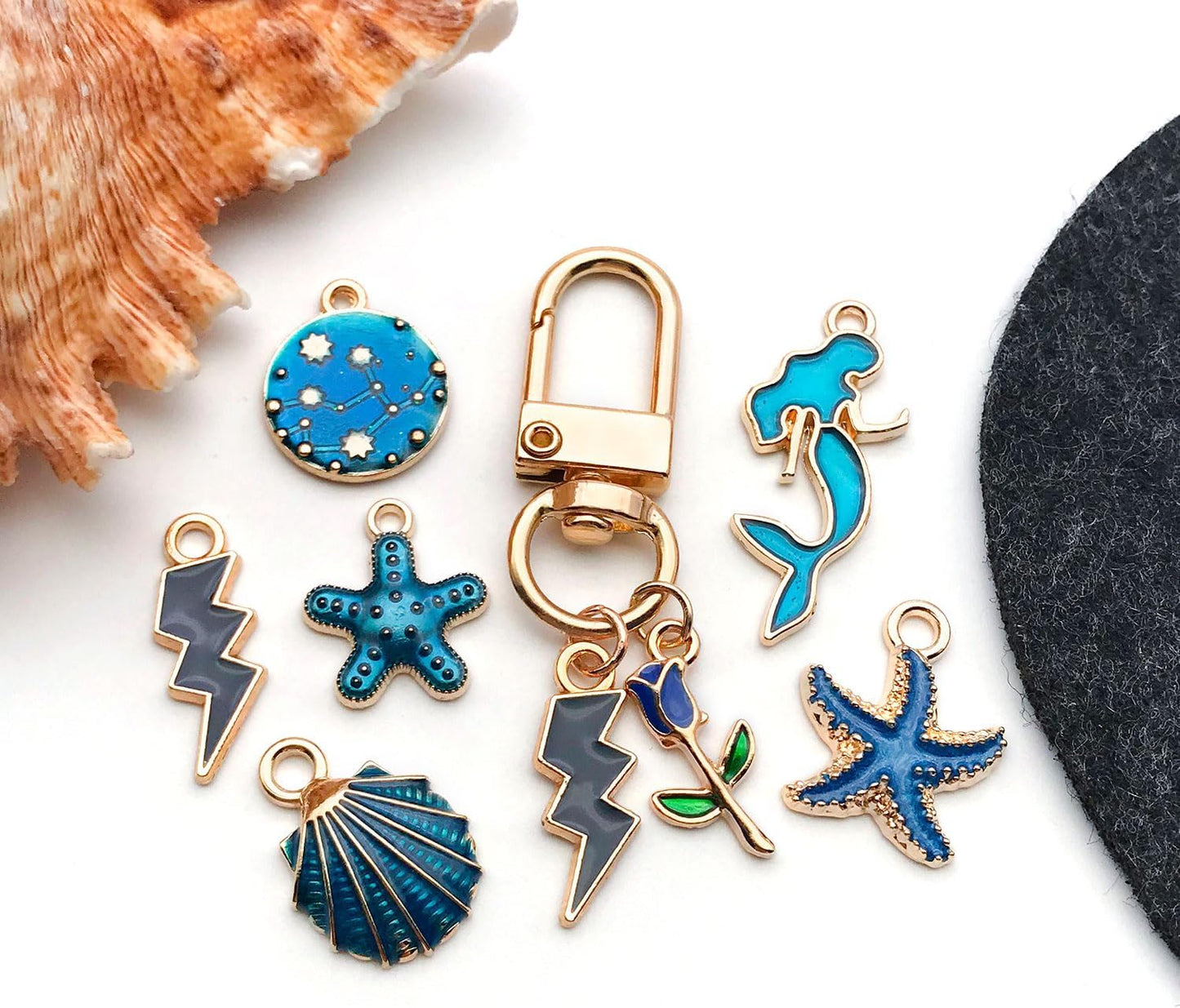 40pcs 20 pairs Assorted Enamel Bracelet Charms for Jewelry Making DIY Necklace Bracelet Earrings Keychain Crafting Charms Kit Crafts (Yellow-SN990)