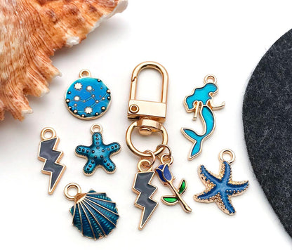 40pcs 20 pairs Assorted Enamel Bracelet Charms for Jewelry Making DIY Necklace Bracelet Earrings Keychain Crafting Charms Kit Crafts (Yellow-SN990)