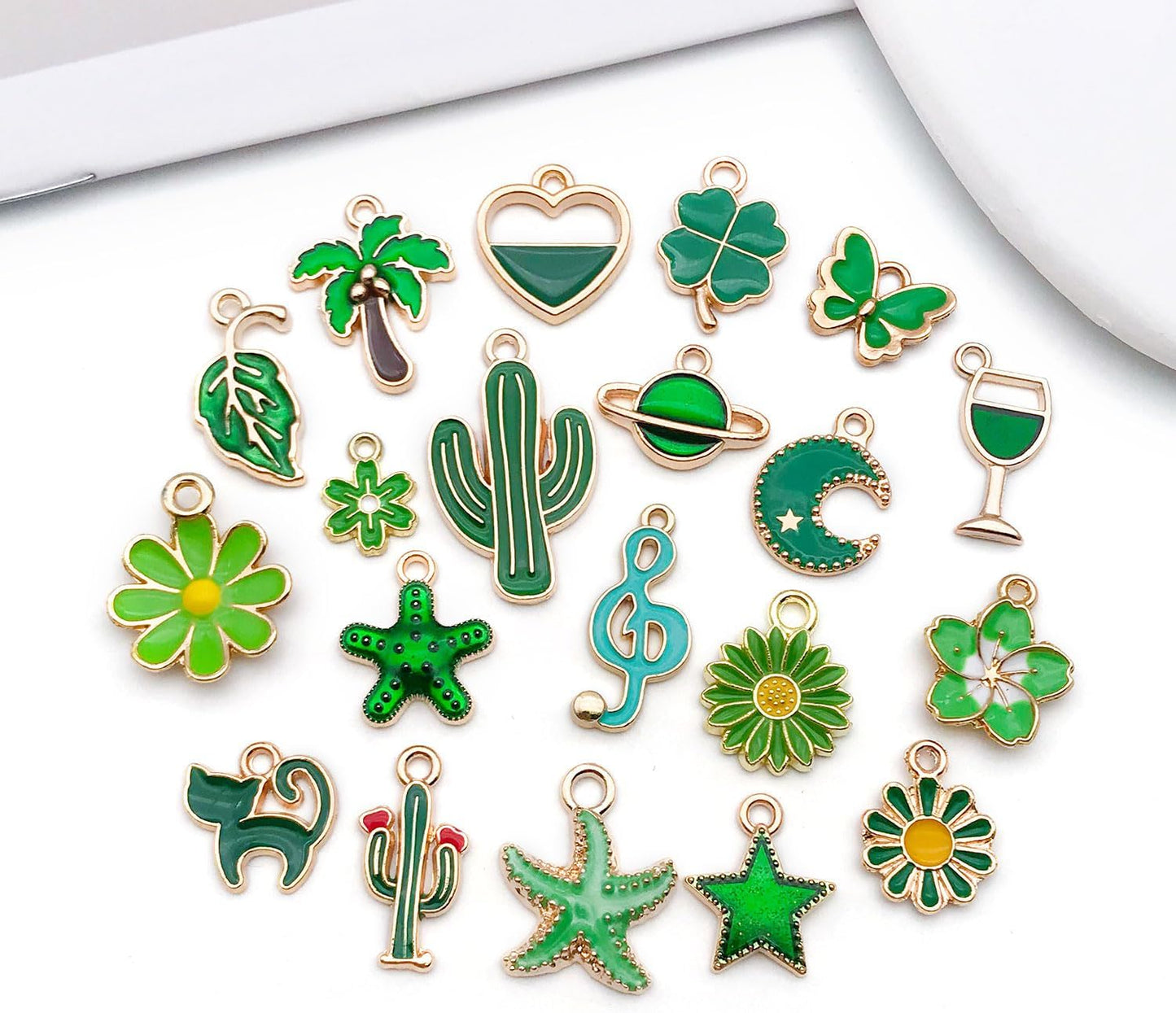 40pcs 20 pairs Assorted Enamel Bracelet Charms for Jewelry Making DIY Necklace Bracelet Earrings Keychain Crafting Charms Kit Crafts (Yellow-SN990)