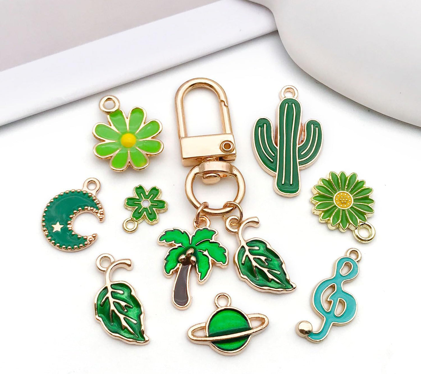 40pcs 20 pairs Assorted Enamel Bracelet Charms for Jewelry Making DIY Necklace Bracelet Earrings Keychain Crafting Charms Kit Crafts (Yellow-SN990)
