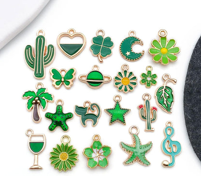 40pcs 20 pairs Assorted Enamel Bracelet Charms for Jewelry Making DIY Necklace Bracelet Earrings Keychain Crafting Charms Kit Crafts (Yellow-SN990)