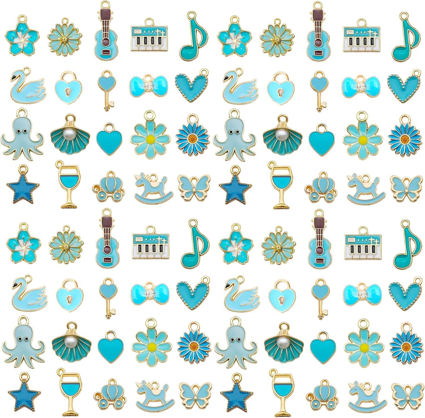 40pcs 20 pairs Assorted Enamel Bracelet Charms for Jewelry Making DIY Necklace Bracelet Earrings Keychain Crafting Charms Kit Crafts (Yellow-SN990)
