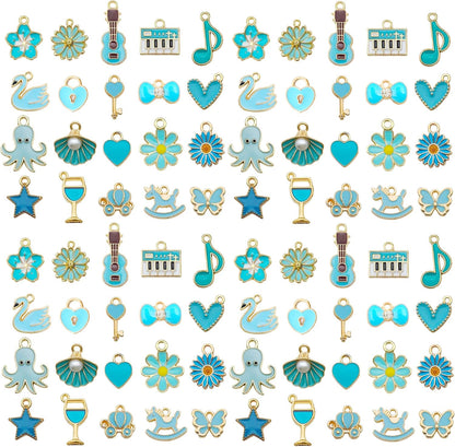 40pcs 20 pairs Assorted Enamel Bracelet Charms for Jewelry Making DIY Necklace Bracelet Earrings Keychain Crafting Charms Kit Crafts (Yellow-SN990)