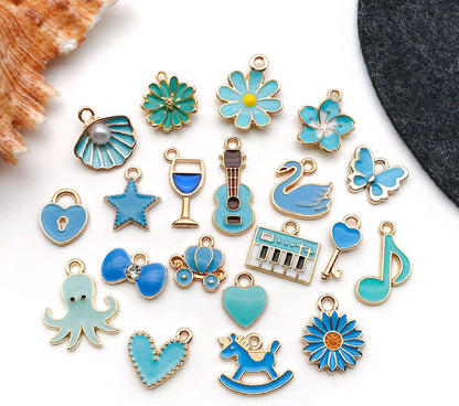 40pcs 20 pairs Assorted Enamel Bracelet Charms for Jewelry Making DIY Necklace Bracelet Earrings Keychain Crafting Charms Kit Crafts (Yellow-SN990)