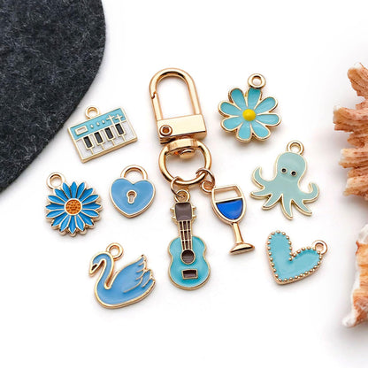40pcs 20 pairs Assorted Enamel Bracelet Charms for Jewelry Making DIY Necklace Bracelet Earrings Keychain Crafting Charms Kit Crafts (Yellow-SN990)