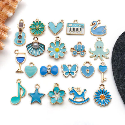 40pcs 20 pairs Assorted Enamel Bracelet Charms for Jewelry Making DIY Necklace Bracelet Earrings Keychain Crafting Charms Kit Crafts (Yellow-SN990)
