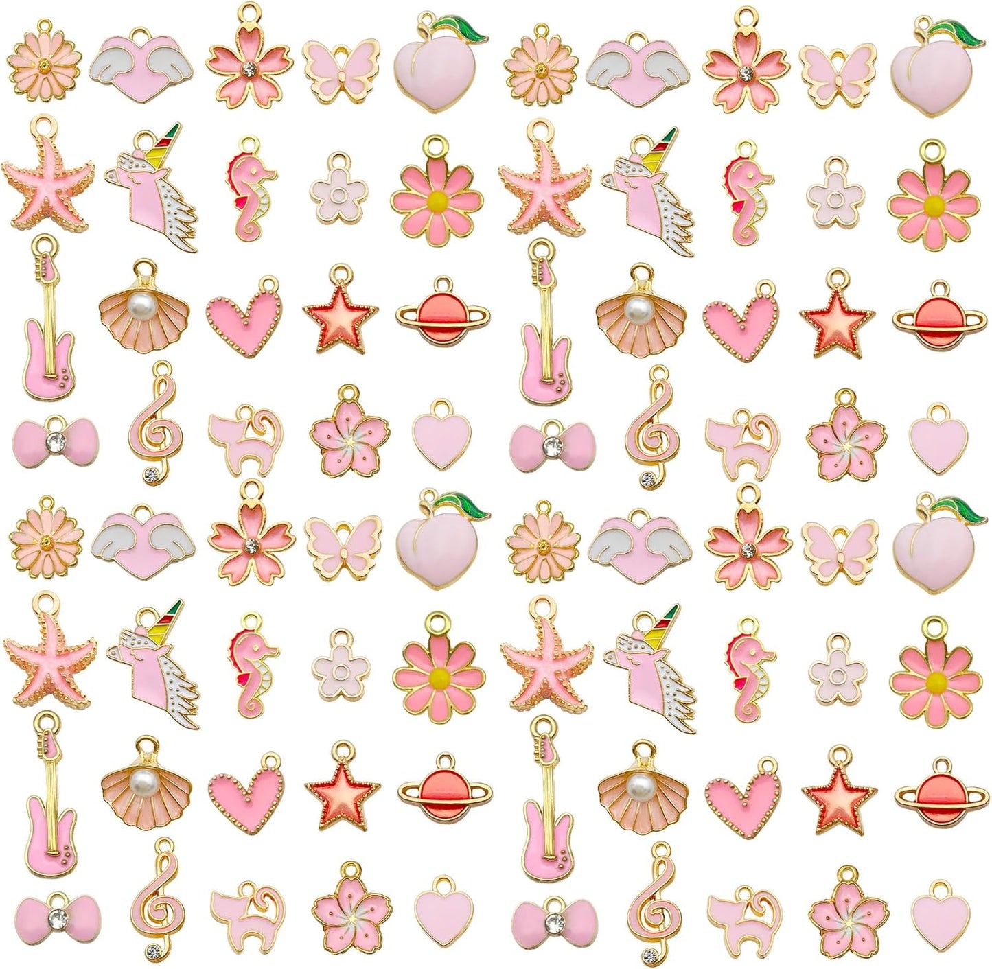 40pcs 20 pairs Assorted Enamel Bracelet Charms for Jewelry Making DIY Necklace Bracelet Earrings Keychain Crafting Charms Kit Crafts (Yellow-SN990)