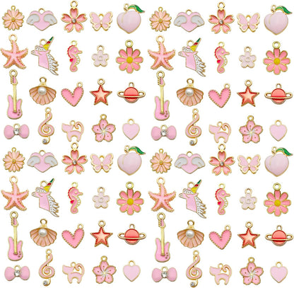 40pcs 20 pairs Assorted Enamel Bracelet Charms for Jewelry Making DIY Necklace Bracelet Earrings Keychain Crafting Charms Kit Crafts (Yellow-SN990)