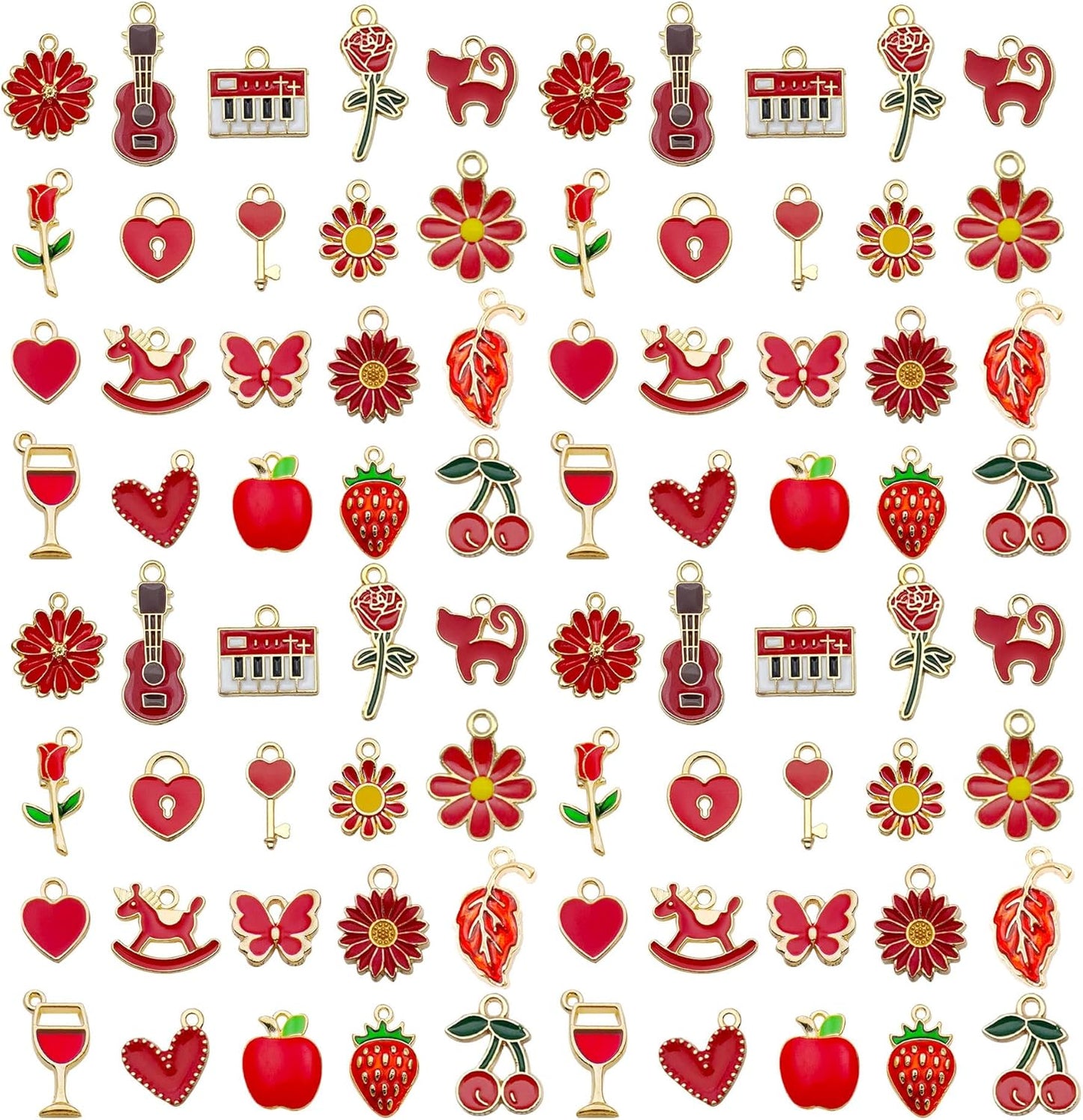40pcs 20 pairs Assorted Enamel Bracelet Charms for Jewelry Making DIY Necklace Bracelet Earrings Keychain Crafting Charms Kit Crafts (Yellow-SN990)