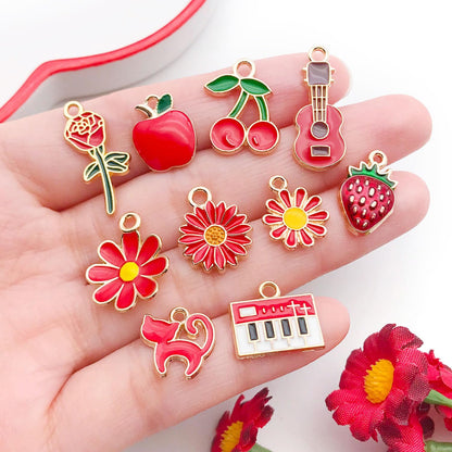 40pcs 20 pairs Assorted Enamel Bracelet Charms for Jewelry Making DIY Necklace Bracelet Earrings Keychain Crafting Charms Kit Crafts (Yellow-SN990)