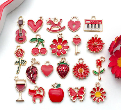 40pcs 20 pairs Assorted Enamel Bracelet Charms for Jewelry Making DIY Necklace Bracelet Earrings Keychain Crafting Charms Kit Crafts (Yellow-SN990)