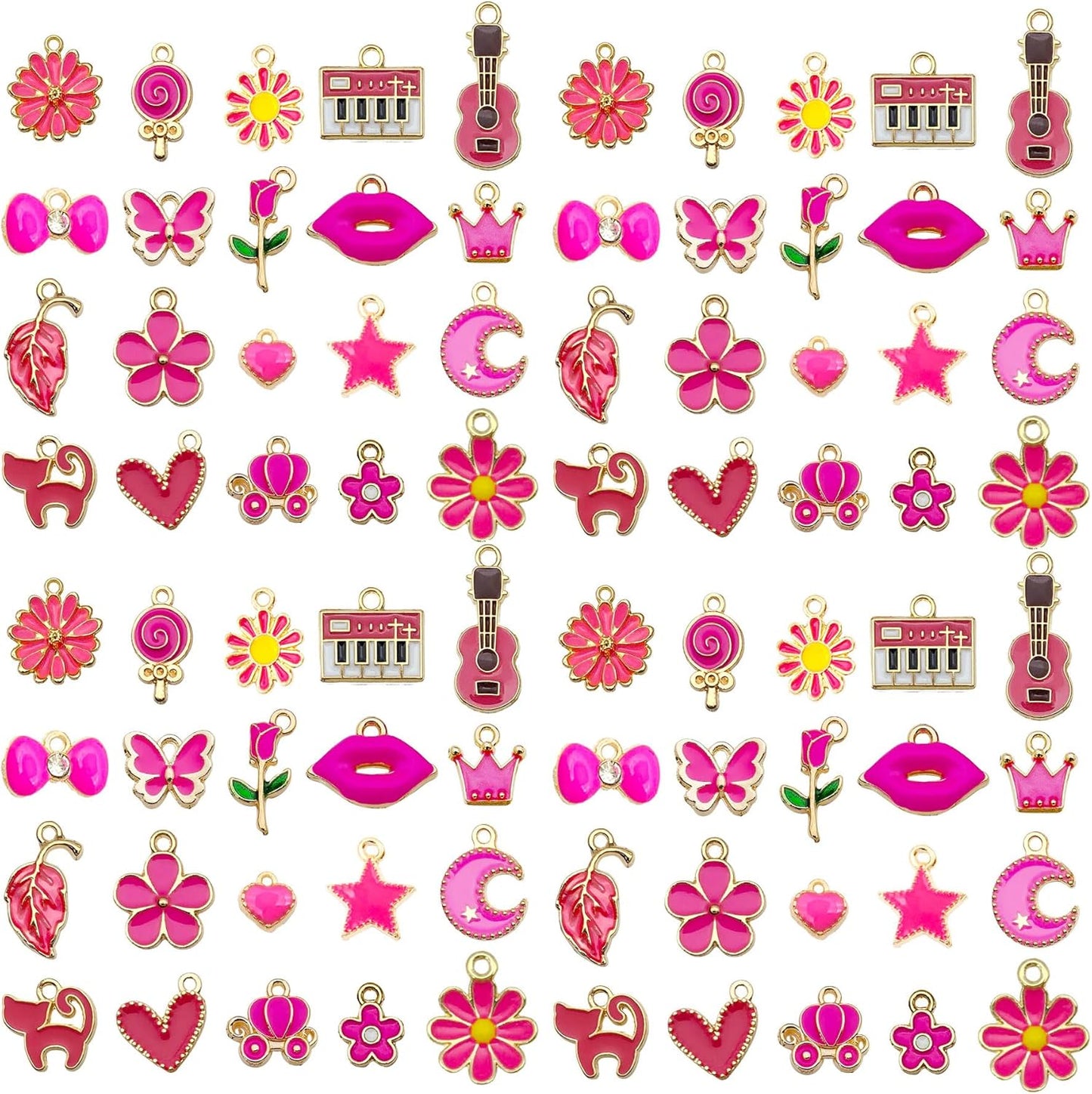 40pcs 20 pairs Assorted Enamel Bracelet Charms for Jewelry Making DIY Necklace Bracelet Earrings Keychain Crafting Charms Kit Crafts (Yellow-SN990)