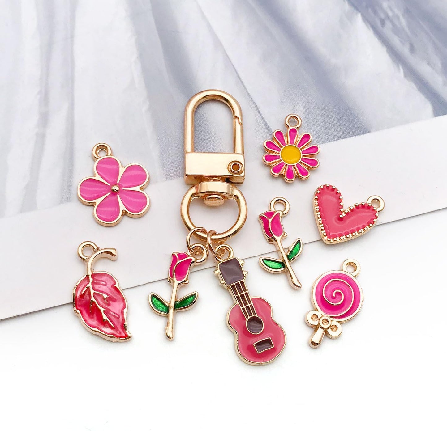 40pcs 20 pairs Assorted Enamel Bracelet Charms for Jewelry Making DIY Necklace Bracelet Earrings Keychain Crafting Charms Kit Crafts (Yellow-SN990)