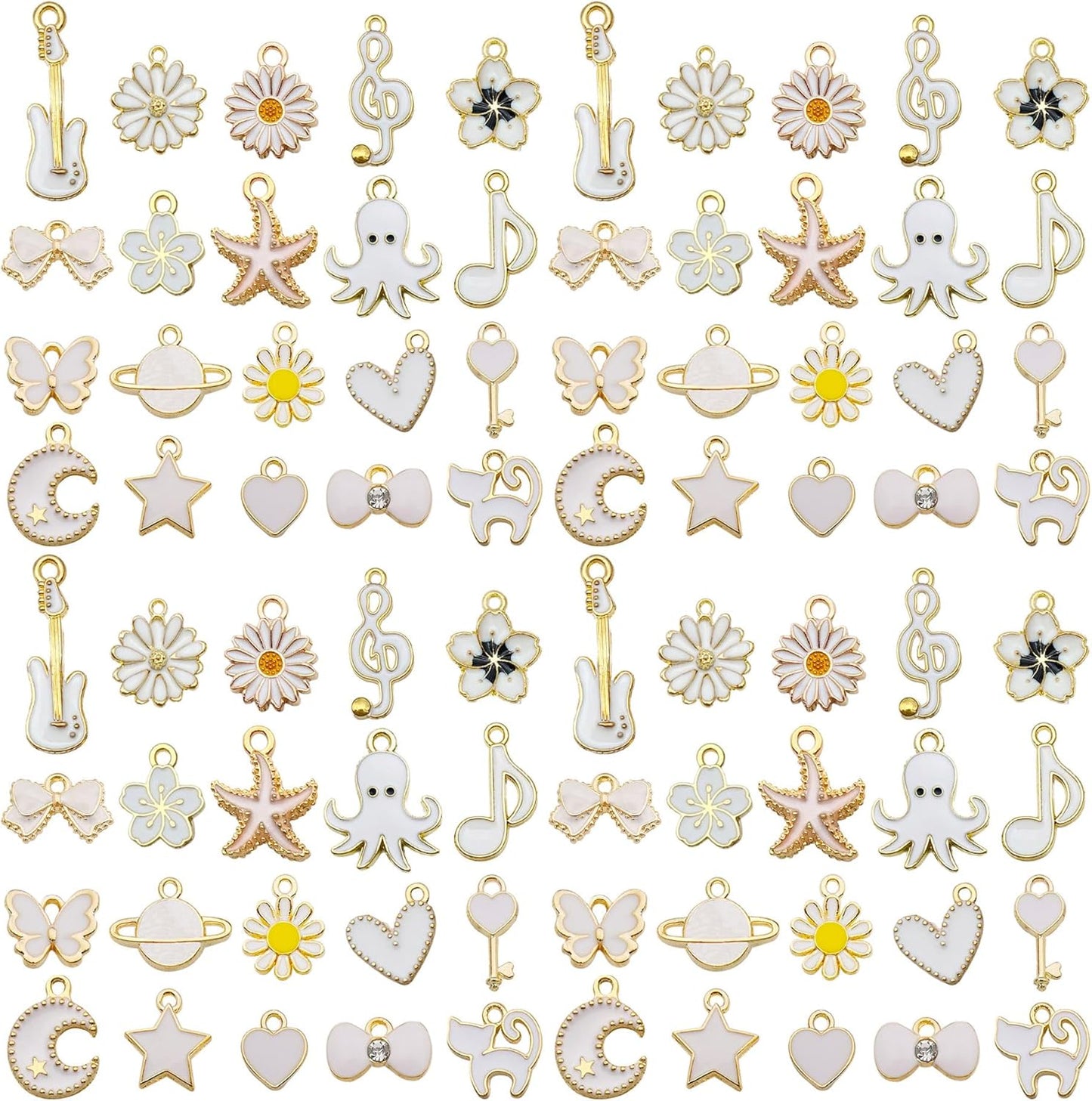 40pcs 20 pairs Assorted Enamel Bracelet Charms for Jewelry Making DIY Necklace Bracelet Earrings Keychain Crafting Charms Kit Crafts (Yellow-SN990)
