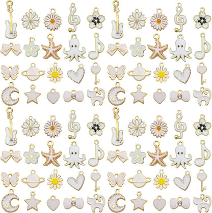 40pcs 20 pairs Assorted Enamel Bracelet Charms for Jewelry Making DIY Necklace Bracelet Earrings Keychain Crafting Charms Kit Crafts (Yellow-SN990)