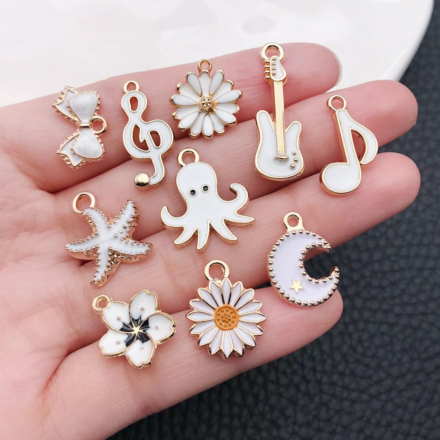 40pcs 20 pairs Assorted Enamel Bracelet Charms for Jewelry Making DIY Necklace Bracelet Earrings Keychain Crafting Charms Kit Crafts (Yellow-SN990)