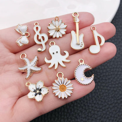 40pcs 20 pairs Assorted Enamel Bracelet Charms for Jewelry Making DIY Necklace Bracelet Earrings Keychain Crafting Charms Kit Crafts (Yellow-SN990)