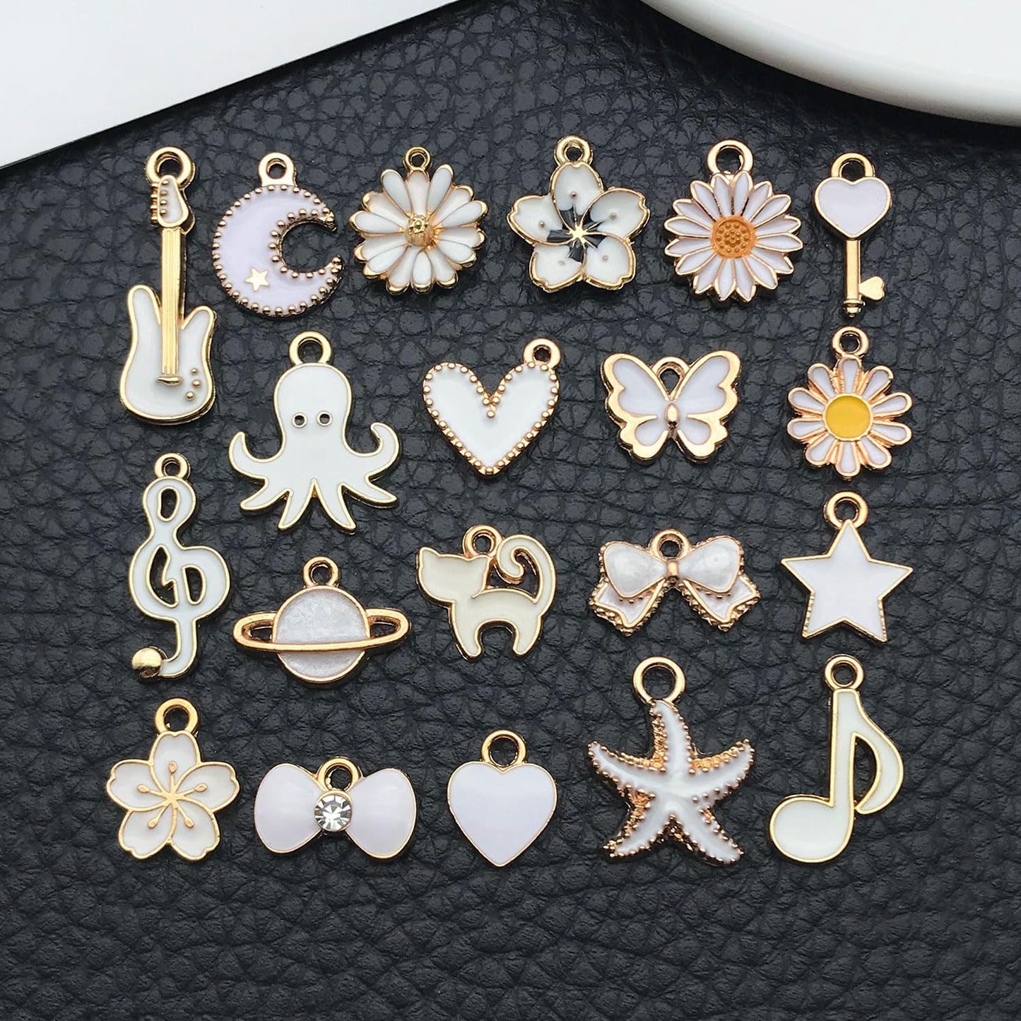 40pcs 20 pairs Assorted Enamel Bracelet Charms for Jewelry Making DIY Necklace Bracelet Earrings Keychain Crafting Charms Kit Crafts (Yellow-SN990)