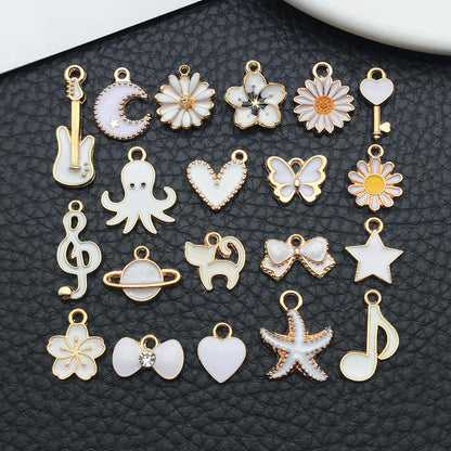 40pcs 20 pairs Assorted Enamel Bracelet Charms for Jewelry Making DIY Necklace Bracelet Earrings Keychain Crafting Charms Kit Crafts (Yellow-SN990)