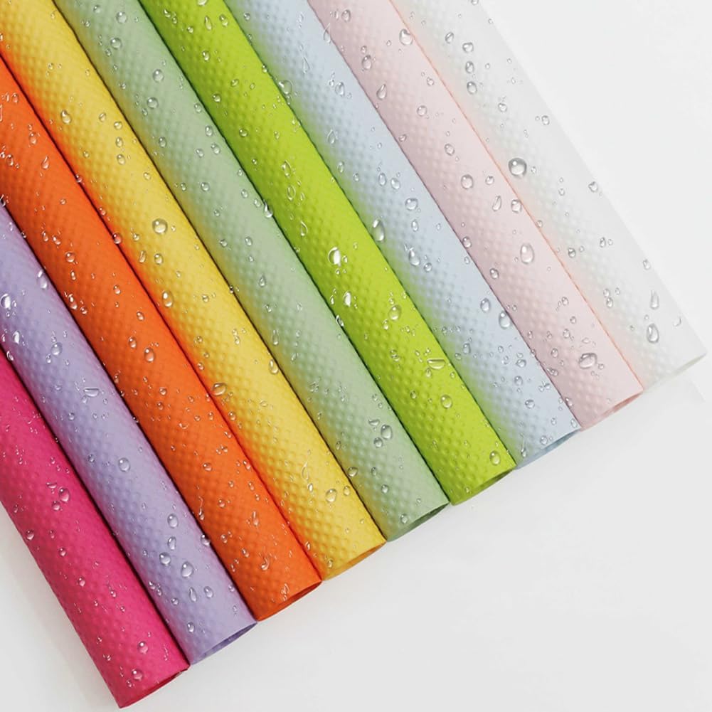 3D Wrapping Paper 10 Sheets Bouquet Packaging 19.7"x19.7" Embossed Paper Florist Bouquet Supplies Waterproof DIY Craft Gift Packing Sheet,25 Colors (Yellow)