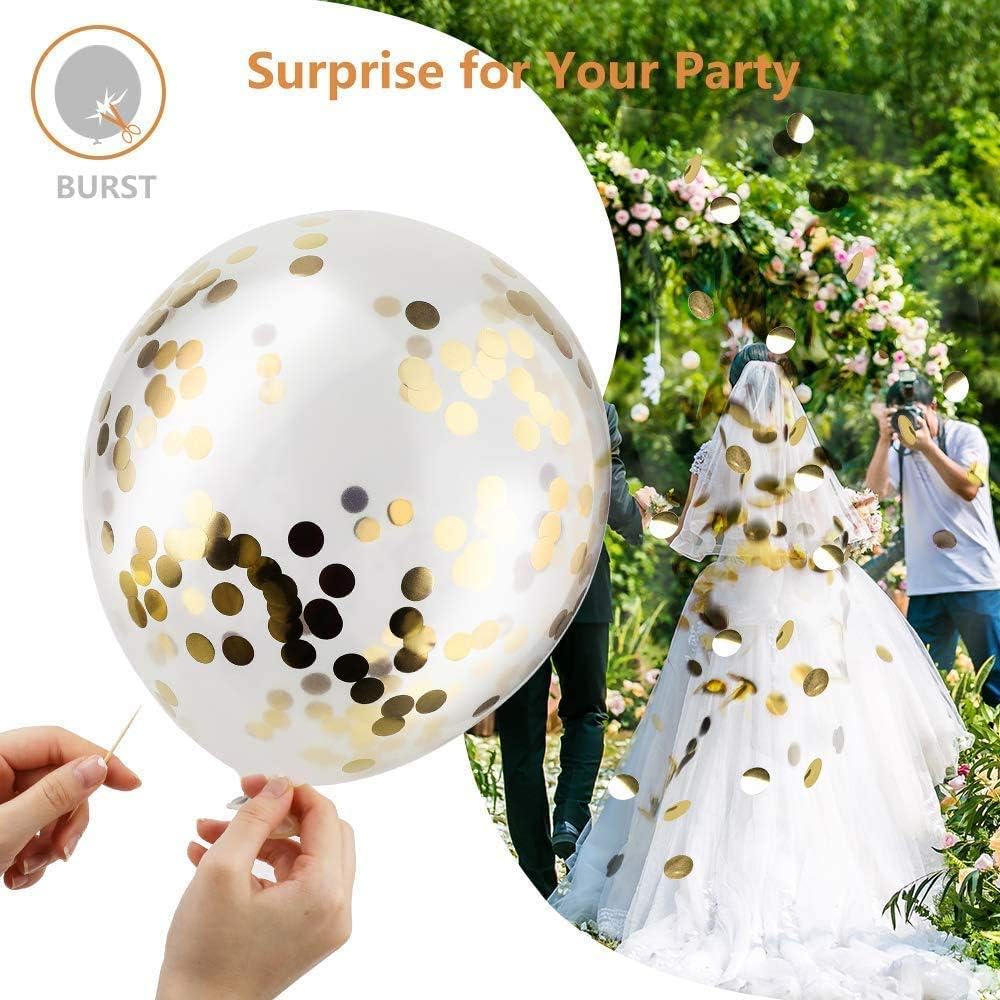 Yellow White Gold Confetti Balloons 60 Pack 12 inch | Pastel Yellow Latex Party Balloon for Sunflower Honeybee Theme, Birthday, Baby Shower, Wedding Decorations