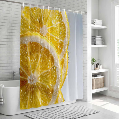 Yellow Lemons Waterproof Shower Curtains Set - Stall Shower Curtain 48 x 72 Inch, Summer Bubble Lemon Slices Fruit Fabric Bathroom Curtain with 12 Hooks, Bathroom Accessories