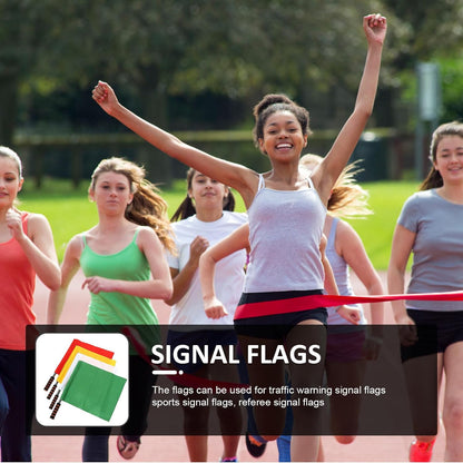 Soccer Referee Flags Set 4pcs (white, Yellow, Red, Green) with Stainless Steel Handles – High Visibility Signal Flags for Sports Officiating, Track & Field, Racing Events, Games & Outdoor