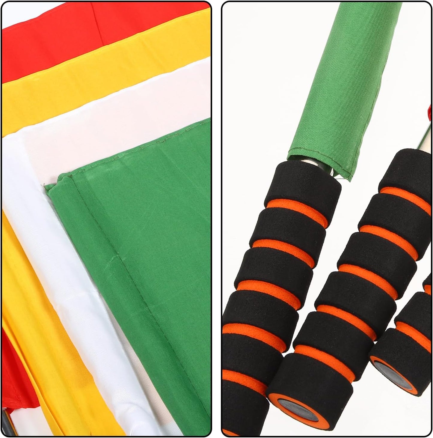 Soccer Referee Flags Set 4pcs (white, Yellow, Red, Green) with Stainless Steel Handles – High Visibility Signal Flags for Sports Officiating, Track & Field, Racing Events, Games & Outdoor