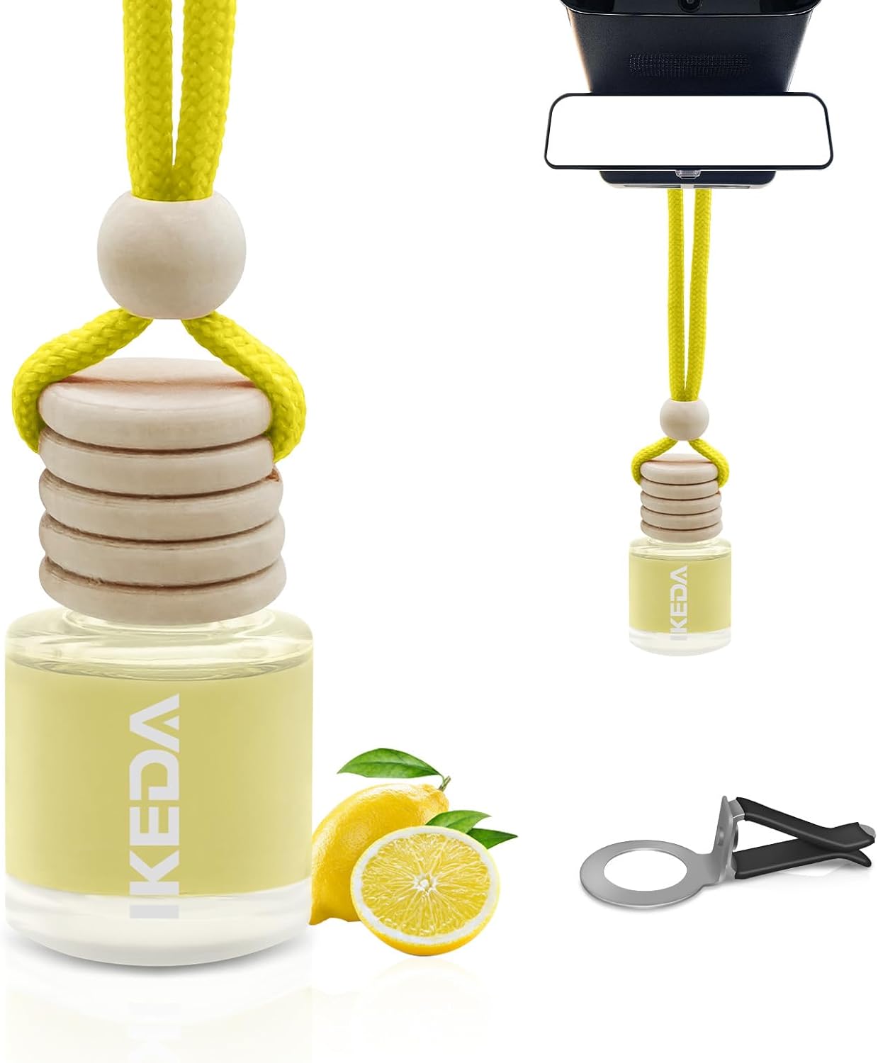Car Fresheners for Men & Women, 45+Day Long Lasting Fragrance Hanging Air Fresheners Scents, with Clip, Perfect for Auto and Home,Christmas,10ml, Lemon
