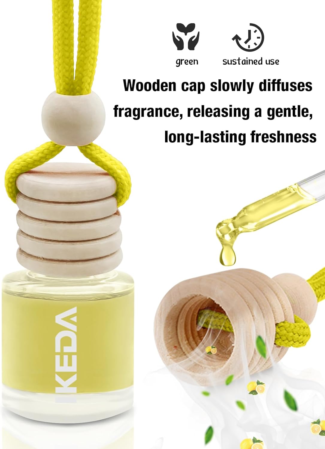 Car Fresheners for Men & Women, 45+Day Long Lasting Fragrance Hanging Air Fresheners Scents, with Clip, Perfect for Auto and Home,Christmas,10ml, Lemon