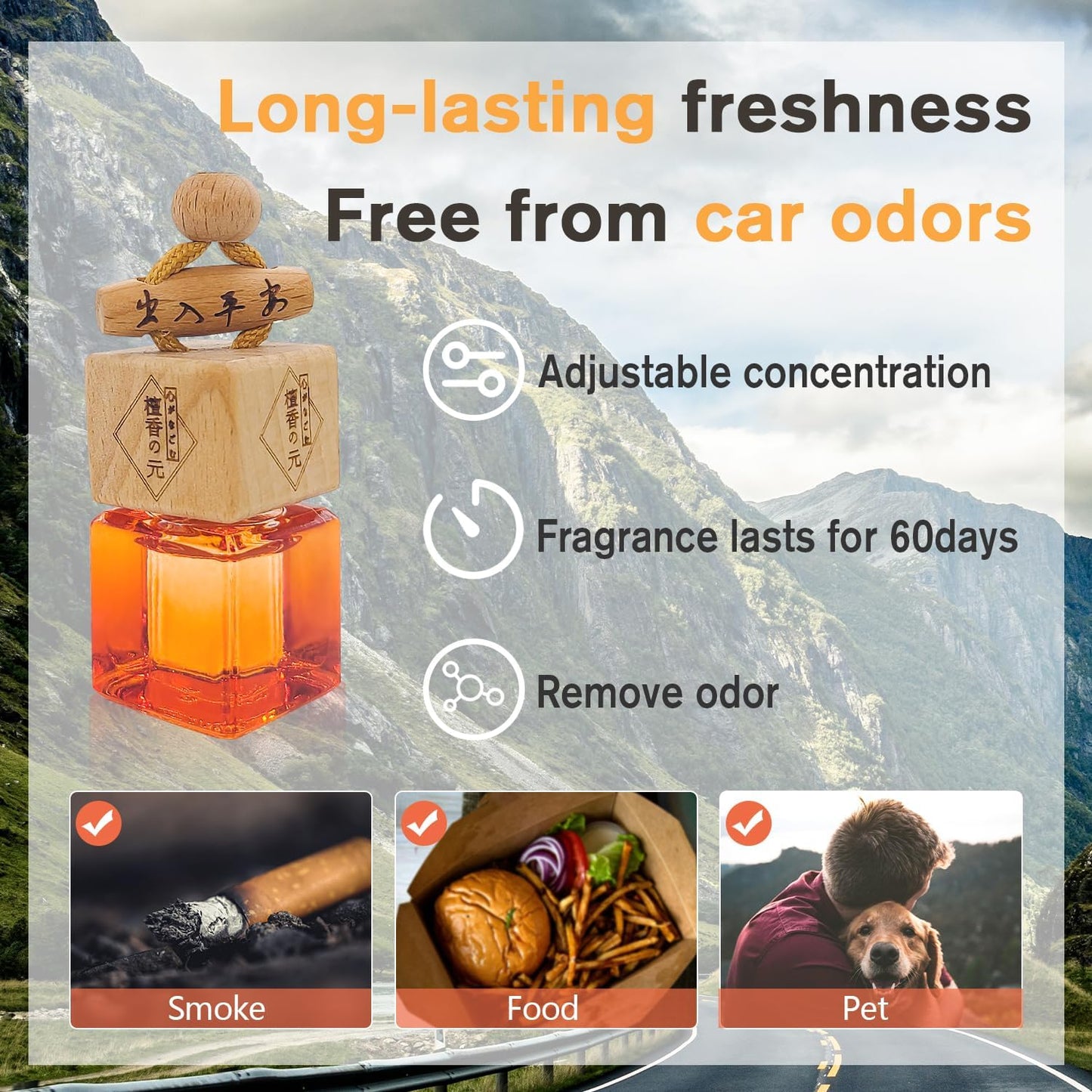 Car Fresheners for Men & Women, 45+Day Long Lasting Fragrance Hanging Air Fresheners Scents, with Clip, Perfect for Auto and Home,Christmas,10ml, Lemon